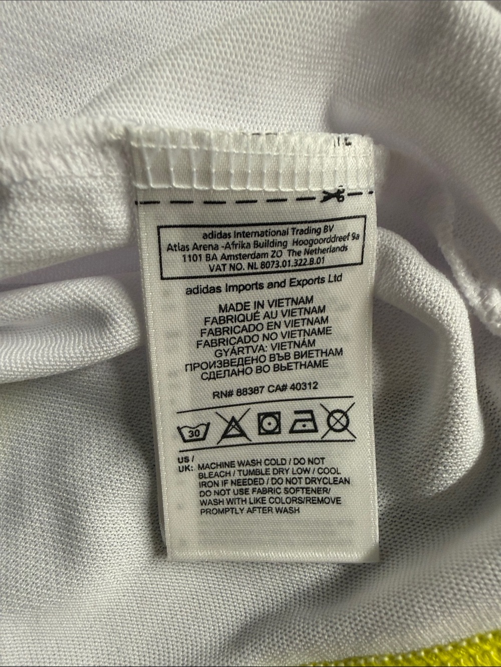 adidas White Polo w/ Yellow & Teal Accents-XL-Golf- lightweight-moisture control - Picture 11 of 12